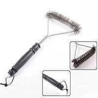 Щітка для гриля BBQ T-подібна, трьохстороння,сталева,   з ергономічною ручкою для легкого очищення решітки