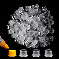 Ковпачки капси для тату чорнил та пігментів L 13мм, набір 100 шт, одноразові пластикові прозорі стаканчики для тату