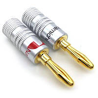 Штекер акустичний роз'єм банан затискний 4мм Nakamichi пара мідний із золотим напиленням