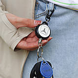 Ретрактор висувний брелок для карток доступу, бейджів і ключів зі стальним тросом 60 см, фото 2