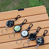 Ретрактор висувний брелок для карток доступу, бейджів і ключів зі стальним тросом 60 см, фото 4