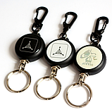 Ретрактор висувний брелок для карток доступу, бейджів і ключів зі стальним тросом 60 см, фото 6