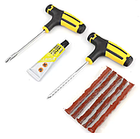 Набір для ремонту проколів безкамерних шин з джгутами та клеєм, ремкомплект для автомобільних коліс, фото 5