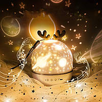 Акумуляторний нічник-проектор зі змінними картинками та функцією Bluetooth колонки та таймером