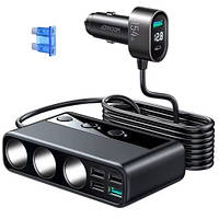 Автомобільний розгалужувач прикурювача JOYROOM JR-CL06 12-24В 9в1 154Вт, PD QC3.0 чорний колір, універсальний