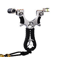 Металева рогатка з підсвіткою, прицілом та рівнем для спортивної стрільби й активного відпочинку