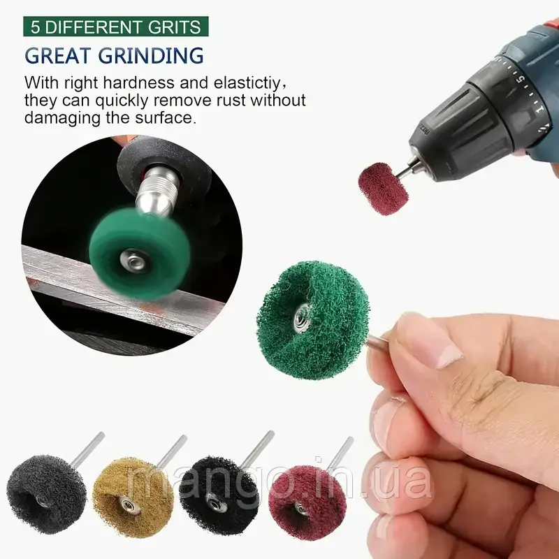 Набір полірувальних кругів Ø25 мм для дремеля та гравера: абразивні 20 шт і повстяні 5 шт, фото 1