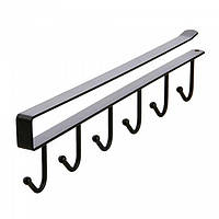 Металева вішалка з 6 гачками для одягу та посуду, підвісна, чорна