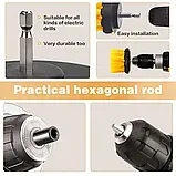 Набір щіток-насадок 3 шт для дриля та шуруповерта, нейлонові щітки для авто, кухні й ванної, фото 3