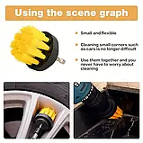 Набір щіток-насадок 3 шт для дриля та шуруповерта, нейлонові щітки для авто, кухні й ванної, фото 6