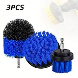 Набір щіток-насадок 3 шт для дриля та шуруповерта, нейлонові щітки для авто, кухні й ванної, фото 8