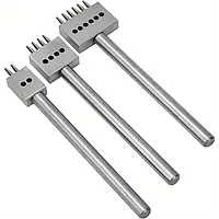 Набір пробійників для шкіри 4 шт, ромбоподібні отвори 1–6 зубців, крок 3 мм, сталь