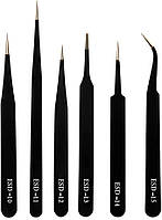 Набір пінцетів 6 шт PT.ESD-10–15, антистатичні й антимагнітні, для електроніки та ремонту