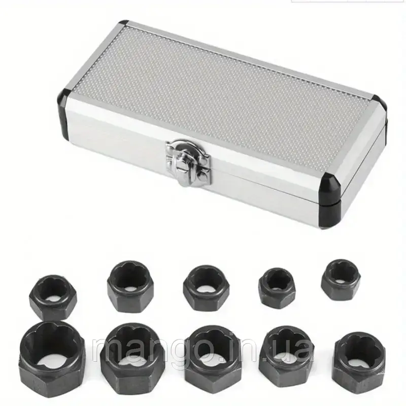 Набір екстракторів 10шт 9-19мм для зірваних болтів і гайок, сталь HSS, фото 1