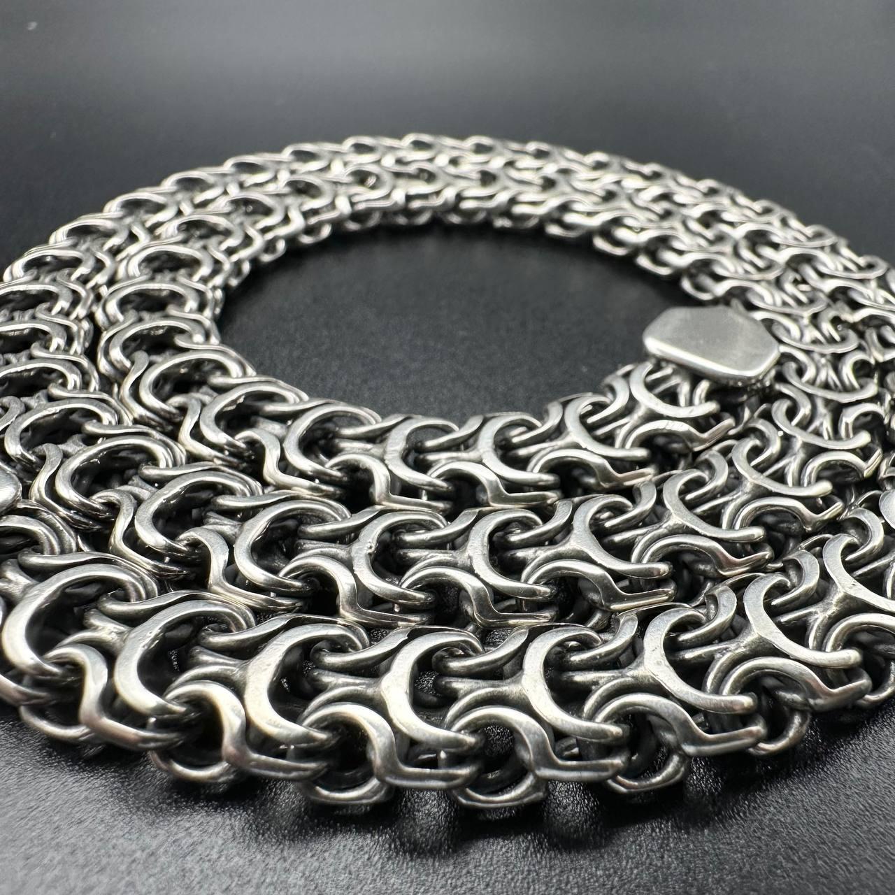 Стильний масивний чоловічий ланцюжок плетіння Рамзес 925 проба срібло, фото 1