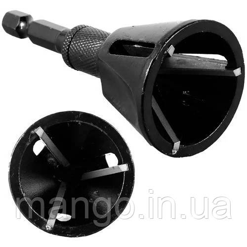 Насадка-адаптер на дриль/шуруповерт для зняття фаски, 3-гранна, з нержавіючої сталі, фото 1