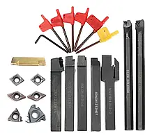 Набір токарних державок 7 шт із твердосплавними пластинами та ключами, для обробки металу