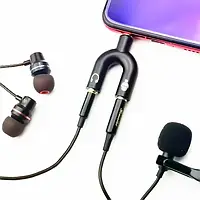 Спліттер Y-типу 2x1 3.5 мм джек для ноутбука, перехідник з 1 гніздом для гарнітури