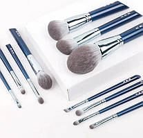 Набір пензлів для макіяжу 11шт, натуральне дерево, щетина з кукурудзяного волокна