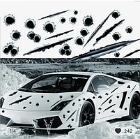 Наклейки 3D Дірки від куль та Подряпини 18шт, водонепроникні, для автомобіля