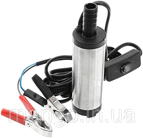 Занурювальний насос 12В, 12 л/хв, 38 мм, для перекачування дизпального, алюмінієвий корпус, фото 1