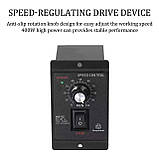 Регулятор швидкості обертання електродвигуна US-52 220В до 400Вт з ручкою керування, фото 3