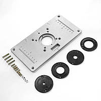 Пластина для фрезера алюмінієва 235x120x8мм зі змінними кільцями універсальна монтажна