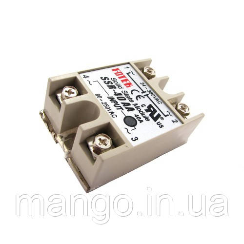 Однофазне твердотільне реле SSR-40AA 40А AC-AC для безконтактної комутації, фото 1