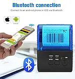 Чековий принтер 58 мм 5805DD, мобільний POS термопринтер Bluetooth 4.0 з акумулятором, фото 2