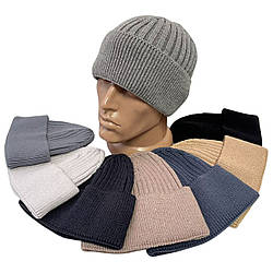 Чоловіча подвійна шапка з закотом "Вискоза" Розмір: 55- 60 (17337)