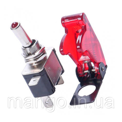 Тумблер-перемикач живлення 12В 20А з LED підсвіткою, червоний вимикач для авто та техніки, фото 1