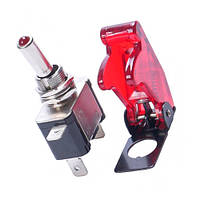 Тумблер-перемикач живлення 12В 20А з LED підсвіткою, червоний вимикач для авто та техніки