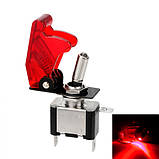 Тумблер-перемикач живлення 12В 20А з LED підсвіткою, червоний вимикач для авто та техніки, фото 2