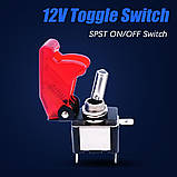 Тумблер-перемикач живлення 12В 20А з LED підсвіткою, червоний вимикач для авто та техніки, фото 6