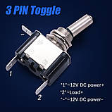 Тумблер-перемикач живлення 12В 20А з LED підсвіткою, червоний вимикач для авто та техніки, фото 7