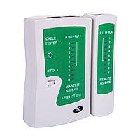 Тестер телефонного та мережевого кабелю RJ45 RJ11, прилад для діагностики зелений