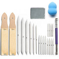 Набір інструментів для растушовки малюнка 25 предметів, художній, пензлі та аплікатори