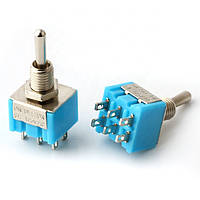 Перемикач тумблер живлення MTS-203 250 В 3 А ON-OFF-ON, трипозиційний міні тумблер