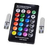 LED T10 W5W лампи 2шт, 6 SMD 5050, 16 кольорів, з пультом ДУ, авто, габарити, салон, фото 2
