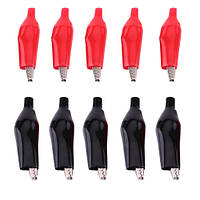 Затискач крокодил 45 мм в ізоляції, 10 шт, для пайки та обтиску проводів, електроніка, ремонт, тестування