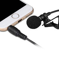 Петличний мікрофон для смартфона і планшета 3.5 мм TRRS 4 pin, конденсаторний мікрофон-петличка з вітрозахистом та кабелем 1.5 м
