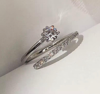 Нежное кольцо с камушками, кольца с камушком, кольца с камушком, кольцо с камешками, кольцо с камешком, кольцо, колечко