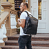 Чоловічий рюкзак шкіряний міський для ноутбука чорний Tiding Bag B2-884371A, фото 7