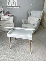 Дитячий столик білий і стільчик ведмедик рожевий. Столик із нішею для олівців і розмальовок, фото 5