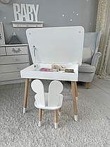 Дитячий столик і стільчик метелик білий. Столик із нішею для олівців і розмальовок, фото 5