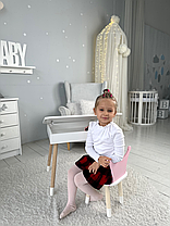 Дитячий столик білий і стільчик корона рожева. Столик із нішею для олівців і розмальовок, фото 2