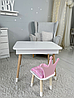 Дитячий столик білий і стільчик корона рожева. Столик із нішею для олівців і розмальовок, фото 8