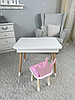 Дитячий столик білий і стільчик корона рожева. Столик із нішею для олівців і розмальовок, фото 9
