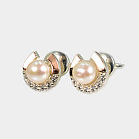 Сережки гвоздики з жемчугом