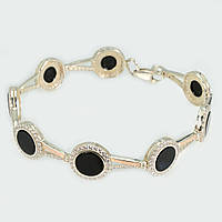 Срібний браслет із золотими пластинами та фіанітами